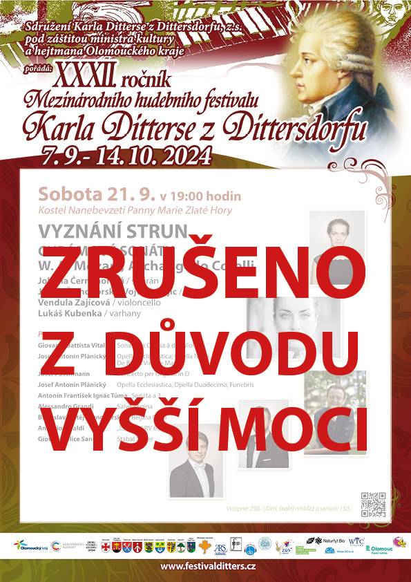 PŘELOŽENO XXXII. ročník Mezinárodního hudebního festivalu Karla Ditterse z Dittersdrofu - 7. koncert